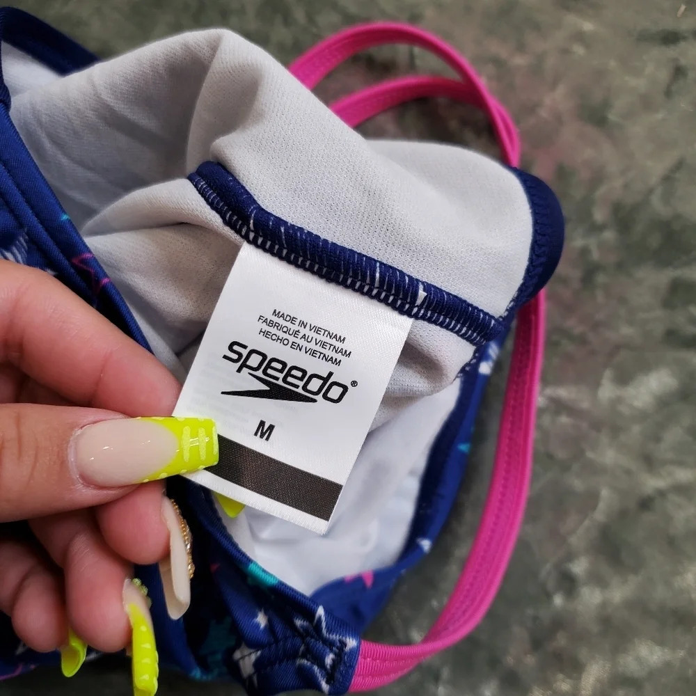 Speedo Girl's Star Print Swimsuit - Picture 7 of 8